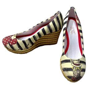 NEW Goby Wedge Heels Striped Zebra Print Rio Catch Your Mood Irregular 8.5 EU 39